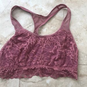 VS pink racer back sports bra lace